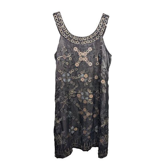 Anthropologie by Conditions Apply Black Dress Metal Beaded Silk Lined Small Flaw - Picture 1 of 10